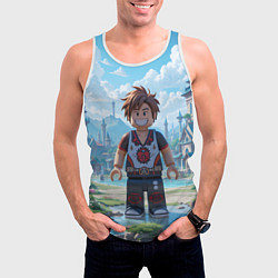 Майка-безрукавка мужская Роблокс улыбающийся человечек, цвет: 3D-белый — фото 2