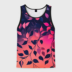 Майка-безрукавка мужская Листья на градиентном фоне -нейросеть, цвет: 3D-черный