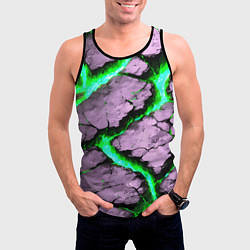 Майка-безрукавка мужская Треснувший камень зелёный, цвет: 3D-черный — фото 2