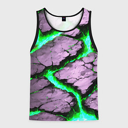 Майка-безрукавка мужская Треснувший камень зелёный, цвет: 3D-черный