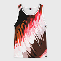 Майка-безрукавка мужская Красно-белая абстракция на чёрном фоне, цвет: 3D-белый
