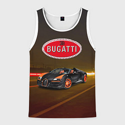 Майка-безрукавка мужская Bugatti on the night route, цвет: 3D-белый