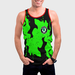 Майка-безрукавка мужская Skoda flame steel, цвет: 3D-красный — фото 2