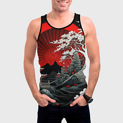 Майка-безрукавка мужская Деревья Японии и природа, цвет: 3D-черный — фото 2