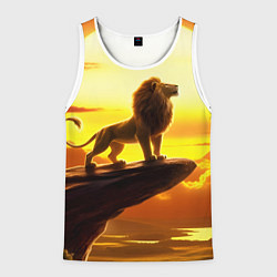 Майка-безрукавка мужская Лев на закате на горе, цвет: 3D-белый