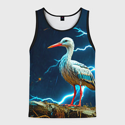 Майка-безрукавка мужская Аист и гроза, цвет: 3D-черный