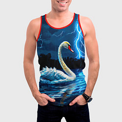 Майка-безрукавка мужская Лебедь на пруду в гразу, цвет: 3D-красный — фото 2