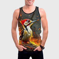 Майка-безрукавка мужская Дятел в огне, цвет: 3D-черный — фото 2