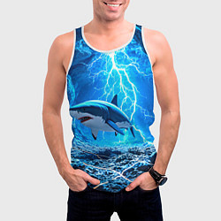 Майка-безрукавка мужская Акула и разряд молнии, цвет: 3D-белый — фото 2