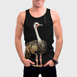 Майка-безрукавка мужская Страус, цвет: 3D-черный — фото 2