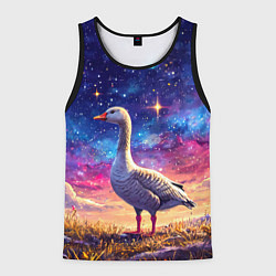 Майка-безрукавка мужская Гусь и космос, цвет: 3D-черный