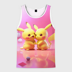 Майка-безрукавка мужская Пикачу 14 февраля, цвет: 3D-белый