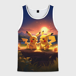 Майка-безрукавка мужская Пикачу - день святого Валентина, цвет: 3D-белый