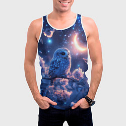 Майка-безрукавка мужская Сова под луной, цвет: 3D-белый — фото 2