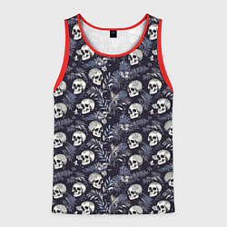 Майка-безрукавка мужская Черепа и ветви пальмы, цвет: 3D-красный