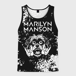 Майка-безрукавка мужская Marilyn Manson рок пес, цвет: 3D-черный