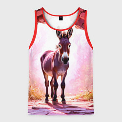 Майка-безрукавка мужская Осел в розовом свете, цвет: 3D-красный