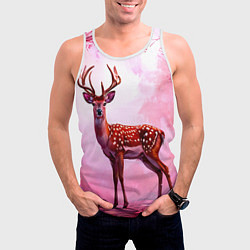 Майка-безрукавка мужская Олень в розовом свете, цвет: 3D-белый — фото 2
