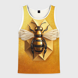 Майка-безрукавка мужская Пчела на золоте, цвет: 3D-белый
