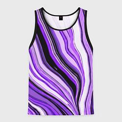 Майка-безрукавка мужская Волнистые вертикальные чёрно-фиолетовые полосы, цвет: 3D-черный