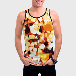 Майка-безрукавка мужская Жёлто-белая абстракция на чёрном фоне, цвет: 3D-черный — фото 2