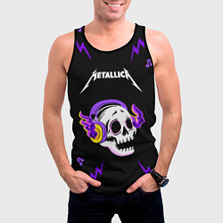 Майка-безрукавка мужская Metallica неоновый череп, цвет: 3D-черный — фото 2