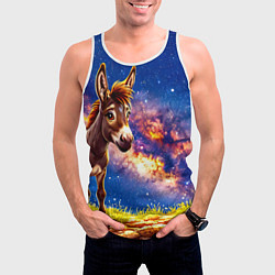 Майка-безрукавка мужская Ослик и звездное небо, цвет: 3D-белый — фото 2