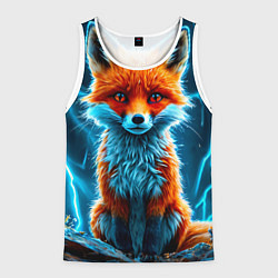 Майка-безрукавка мужская Лиса и молния, цвет: 3D-белый