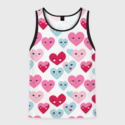 Майка-безрукавка мужская Сердечки-смайлики, цвет: 3D-черный