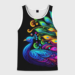 Майка-безрукавка мужская Neon peacock - art, цвет: 3D-белый