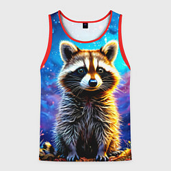 Майка-безрукавка мужская Енот в звездную ночь, цвет: 3D-красный