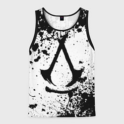 Майка-безрукавка мужская Assassins creed shadows - черно-белые брызги, цвет: 3D-черный