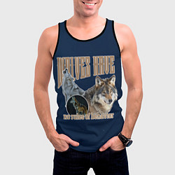 Майка-безрукавка мужская Волки в ночи, цвет: 3D-черный — фото 2