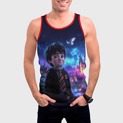 Майка-безрукавка мужская Гарри Поттер магическое небо, цвет: 3D-красный — фото 2