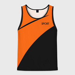 Майка-безрукавка мужская Sport оранжевый с чёрным, цвет: 3D-черный