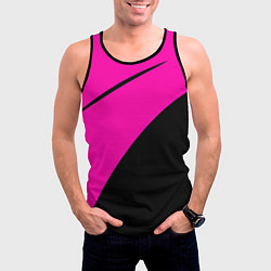 Майка-безрукавка мужская Розовый с чёрным двуцветный с полосой, цвет: 3D-черный — фото 2