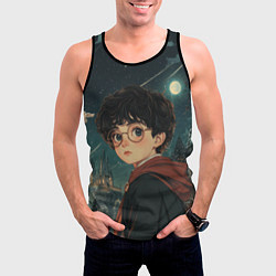 Майка-безрукавка мужская Гарри Поттер и ночной город, цвет: 3D-черный — фото 2