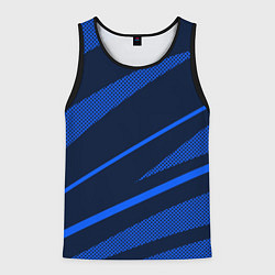 Майка-безрукавка мужская Тёмный синий абстракция полосы, цвет: 3D-черный