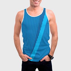 Майка-безрукавка мужская Сине-голубой с широкой полосой, цвет: 3D-белый — фото 2