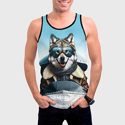 Майка-безрукавка мужская Волк авиатор, цвет: 3D-черный — фото 2