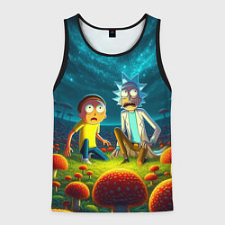 Майка-безрукавка мужская Rick and Morty on the fly agaric planet, цвет: 3D-черный