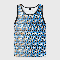 Майка-безрукавка мужская Киберпанк шестиугольники синие, цвет: 3D-черный