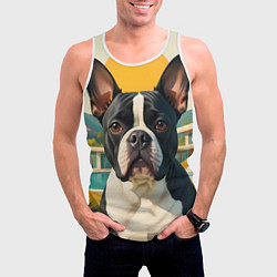 Майка-безрукавка мужская Бульдог и лето, цвет: 3D-белый — фото 2