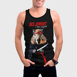 Майка-безрукавка мужская Все дуреют с этих самураев, цвет: 3D-черный — фото 2