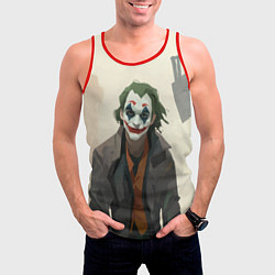 Майка-безрукавка мужская Джокер довольный - рисунок, цвет: 3D-красный — фото 2