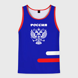 Майка-безрукавка мужская Герб Российского государства синий, цвет: 3D-красный