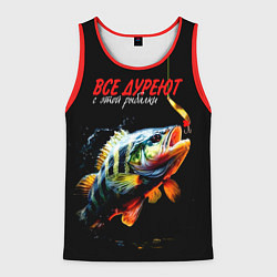 Майка-безрукавка мужская Все дуреют с этой рыбалки, цвет: 3D-красный