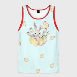 Майка-безрукавка мужская Кролик радостный с яйцами, цвет: 3D-красный