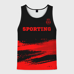 Майка-безрукавка мужская Sporting - red gradient посередине, цвет: 3D-черный