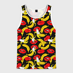 Майка-безрукавка мужская Губы и бананы, цвет: 3D-белый